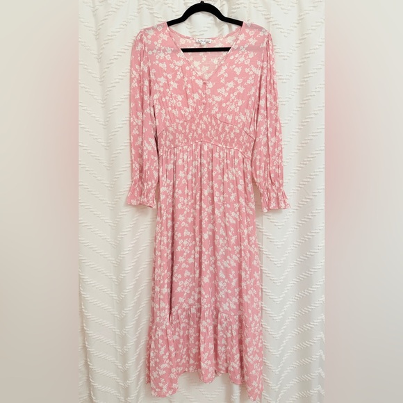 By The River Dresses & Skirts - By the River Pink Floral Long Sleeve Dress